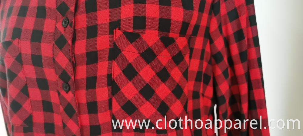 Wholesale Ladies Red And Black Checked Shirts